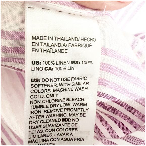 Chico’s Striped Non Iron Fresh Chic 100% Linen Button Down Size 3/XL Purple - Picture 8 of 8